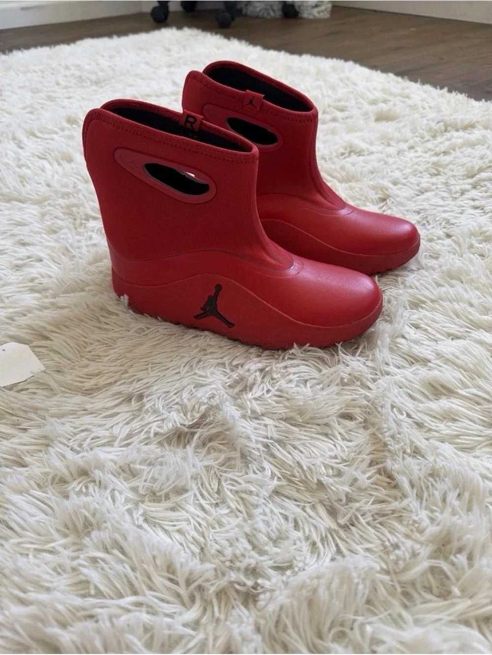 Jordan Kids Red Waterproof Rain Boots with Black Jumpman